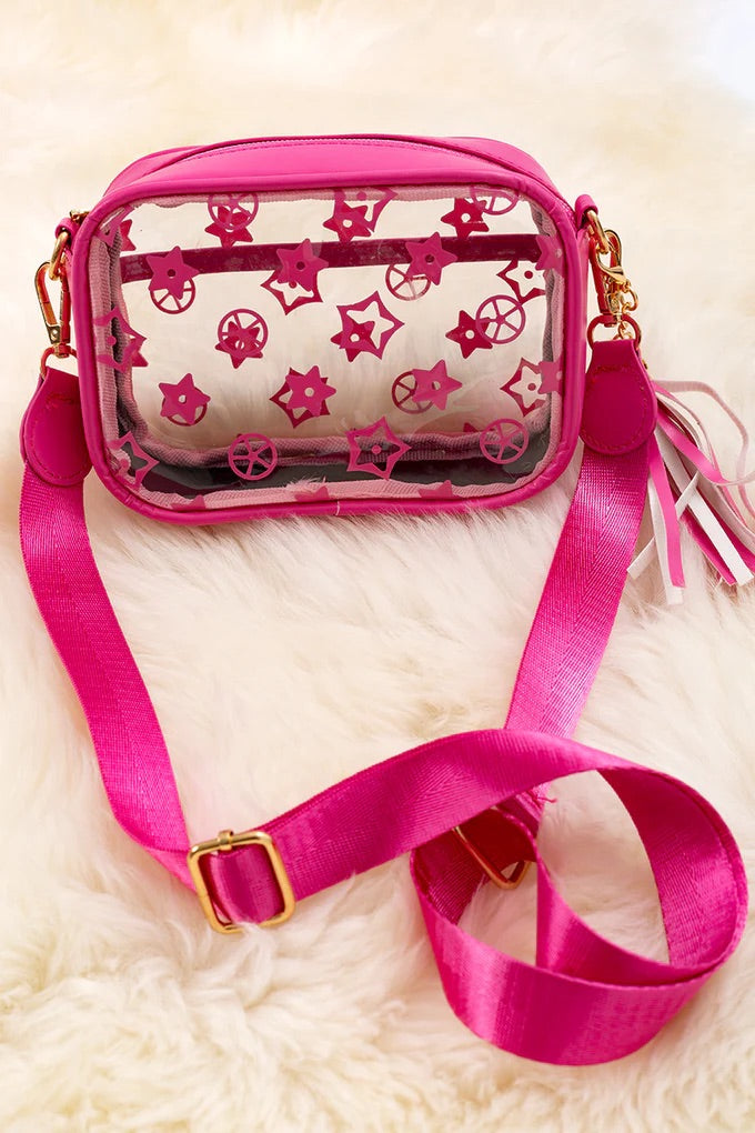 Clear Pink Star Design Purse