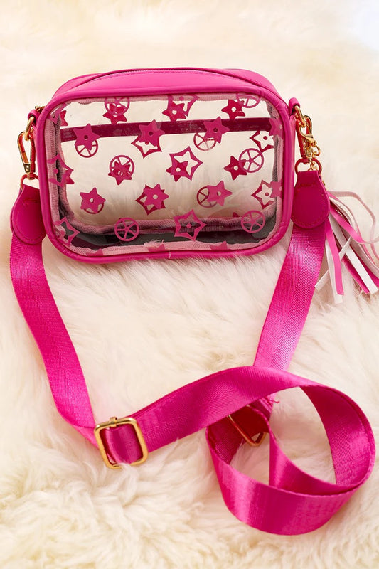 Clear Pink Star Design Purse